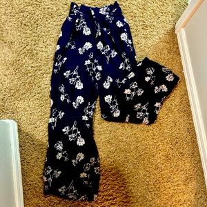 Urban outfitters, floral, paper bag waist, wide leg pants